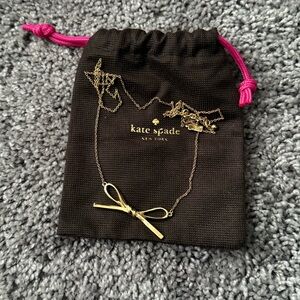 kate spade gold-tone bow pendant necklace